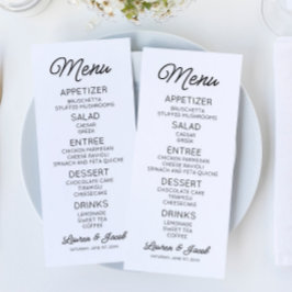 Moderne minimalistische zwart-witte bruiloft menu