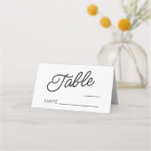 Moderne minimalistische zwart-witte bruiloft plaatskaartje (Voorkant)