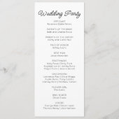 Moderne minimalistische zwart-witte bruiloft programmakaart (Achterkant)