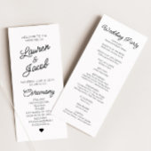 Moderne minimalistische zwart-witte bruiloft programmakaart