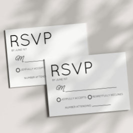 Moderne minimalistische zwart-witte bruiloft RSVP kaartje