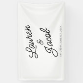 Moderne minimalistische zwart-witte bruiloft spandoek (Verticaal)