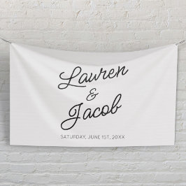 Moderne minimalistische zwart-witte bruiloft spandoek