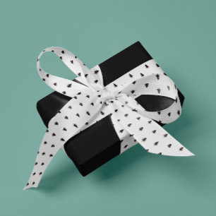 Moderne minimalistische zwart-witte dennenbomen grosgrain lint