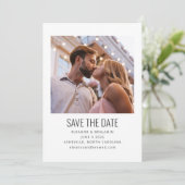 Moderne Minimalistische Zwart Witte Foto Huwelijk Save The Date (Staand voorkant)