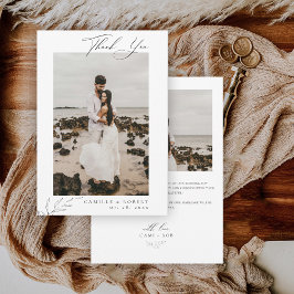 Moderne minimalistische zwart/witte kalligrafie br bedankkaart