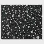 Moderne minimalistische zwart-witte kerst sneeuwvl cadeaupapier (Vlak)