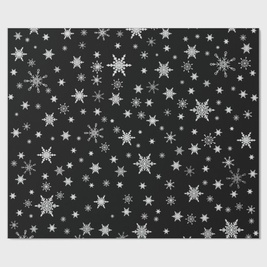 Moderne minimalistische zwart-witte kerst sneeuwvl cadeaupapier (Vlak)