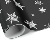 Moderne minimalistische zwart-witte kerst sneeuwvl cadeaupapier (Rol Hoek)