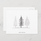 Moderne minimalistische zwart-witte kerstboom briefkaart (Voorkant / Achterkant)