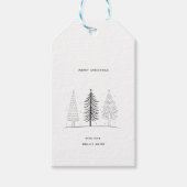 Moderne minimalistische zwart-witte kerstboom cadeaulabel (Voorkant)