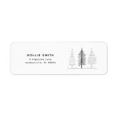 Moderne minimalistische zwart-witte kerstboom etiket (Voorkant)