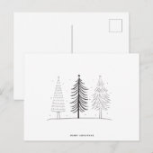 Moderne minimalistische zwart-witte kerstboom feestdagenkaart (Voorkant / Achterkant)