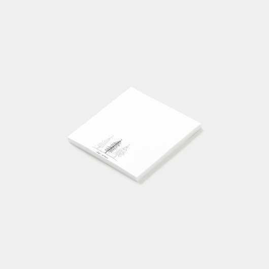 Moderne minimalistische zwart-witte kerstboom post-it® notes (Schuin)