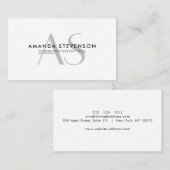 Moderne minimalistische zwart-witte monogrammen visitekaartje (Voorkant / Achterkant)