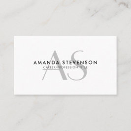 Moderne minimalistische zwart-witte monogrammen visitekaartje