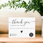 Moderne minimalistische zwart-witte orde bedankt briefkaart<br><div class="desc">Moderne,  minimalistische zwarte en witte zakenorde bedankt u. Voeg je sociale media toe. Met een elegante doopvont van het handtekeningsmanuscript,  zijn alle kleuren editable,  voeg uw logo toe.</div>