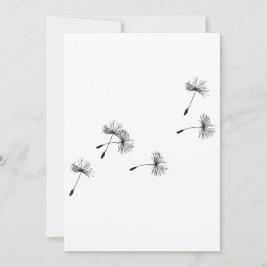 Moderne minimalistische zwart-witte paardenbloem b kaart (Achterkant)