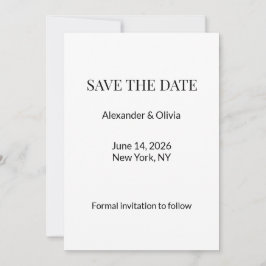 Moderne Minimalistische Zwart Witte Save the Date