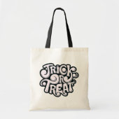 Moderne minimalistische zwart-witte Trick or treat Tote Bag (Voorkant)