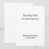 Moderne Minimalistische Zwart Witte Trouw Dankjewe Bedankkaart (Voorkant / Achterkant)