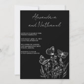 Moderne minimalistische zwart-witte vlinder bruilo kaart (Voorkant)