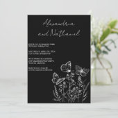 Moderne minimalistische zwart-witte vlinder bruilo kaart (Staand voorkant)