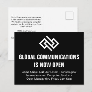Moderne Minimalistische Zwart Witte Zakelijke Recl Briefkaart
