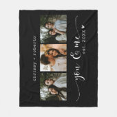 Moderne Minimalistische Zwarte 3 Foto Script Colla Fleece Deken (Voorkant)