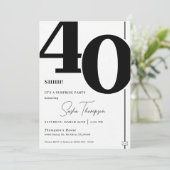 Moderne minimalistische zwarte 40e verjaardag uitn kaart (Staand voorkant)