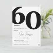 Moderne minimalistische zwarte 60e verjaardag uitn kaart (Staand voorkant)
