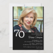 Moderne minimalistische zwarte 70e verjaardag kaart (Voorkant)