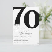 Moderne minimalistische zwarte 70e verjaardag uitn kaart (Staand voorkant)