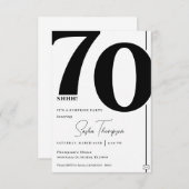 Moderne minimalistische zwarte 70e verjaardag uitn kaart (Voorkant / Achterkant)