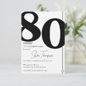 Moderne minimalistische zwarte 80e verjaardag uitn kaart (Staand voorkant)