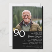 Moderne minimalistische zwarte 90e verjaardag kaart (Voorkant)