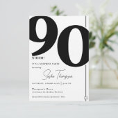 Moderne minimalistische zwarte 90e verjaardag uitn kaart (Staand voorkant)