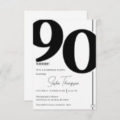 Moderne minimalistische zwarte 90e verjaardag uitn kaart (Voorkant / Achterkant)