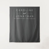 Moderne minimalistische zwarte aangepaste bruiloft wandkleed (Voorkant)