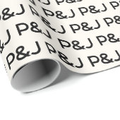 Moderne Minimalistische Zwarte aangepaste monogram Cadeaupapier (Rol Hoek)