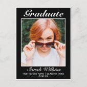 Moderne minimalistische zwarte Afstuderen aankondi Briefkaart (Voorkant)