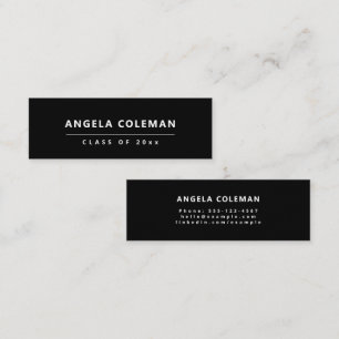 Moderne minimalistische zwarte Afstuderen Kaart Contactkaartje