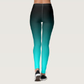 Moderne Minimalistische Zwarte Aqua Gradiënt Leggings (Achterkant)