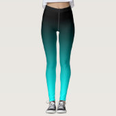 Moderne Minimalistische Zwarte Aqua Gradiënt Leggings (Voorkant)