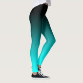 Moderne Minimalistische Zwarte Aqua Gradiënt Leggings (Rechts)