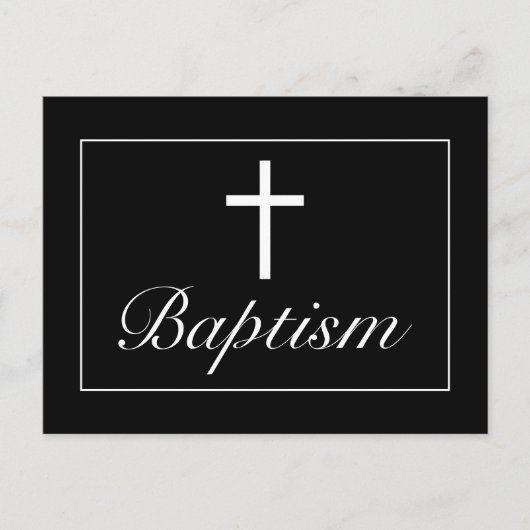 Moderne minimalistische zwarte Baby doop Aankondigingskaart (Voorkant)