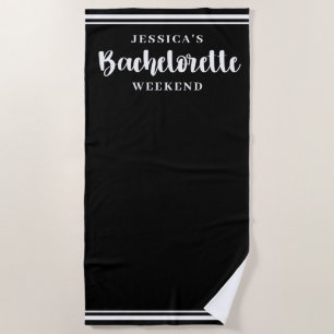 Moderne minimalistische zwarte bachelorette Weeken Strandlaken