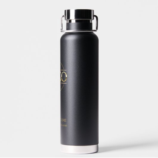 Moderne minimalistische zwarte bedrijf zakelijke L Waterfles (Achterkant)