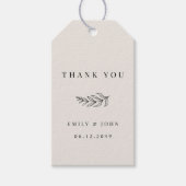 Moderne Minimalistische Zwarte & Beige Bruiloft Cadeaulabel (Voorkant)