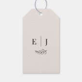 Moderne Minimalistische Zwarte & Beige Bruiloft Cadeaulabel (Achterkant)